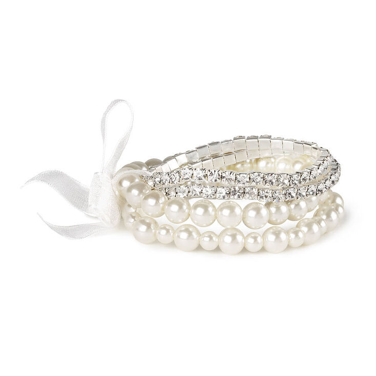 Pearl &amp; Rhinestone Stretch Bracelet,