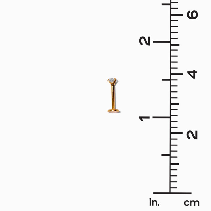Gold-tone Stainless Steel Cubic Zirconia 18G Stud Threadless Cartilage Earrings - 5 Pack,