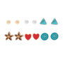 Mixed Metal Island Love Stud Earrings - 6 Pack,