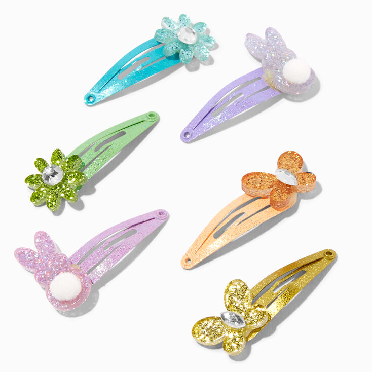 Easter Icons Glittery Snap Hair Clips - 6 Pack,