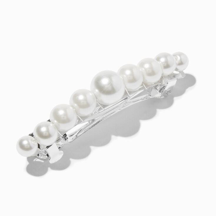 Barrette perle d&#39;imitation blanche,