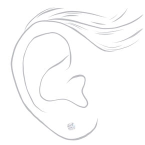 9ct Gold Rhodium Plated 4mm Crystal Studs Ear Piercing Kit with Rapid&trade; After Care Lotion,