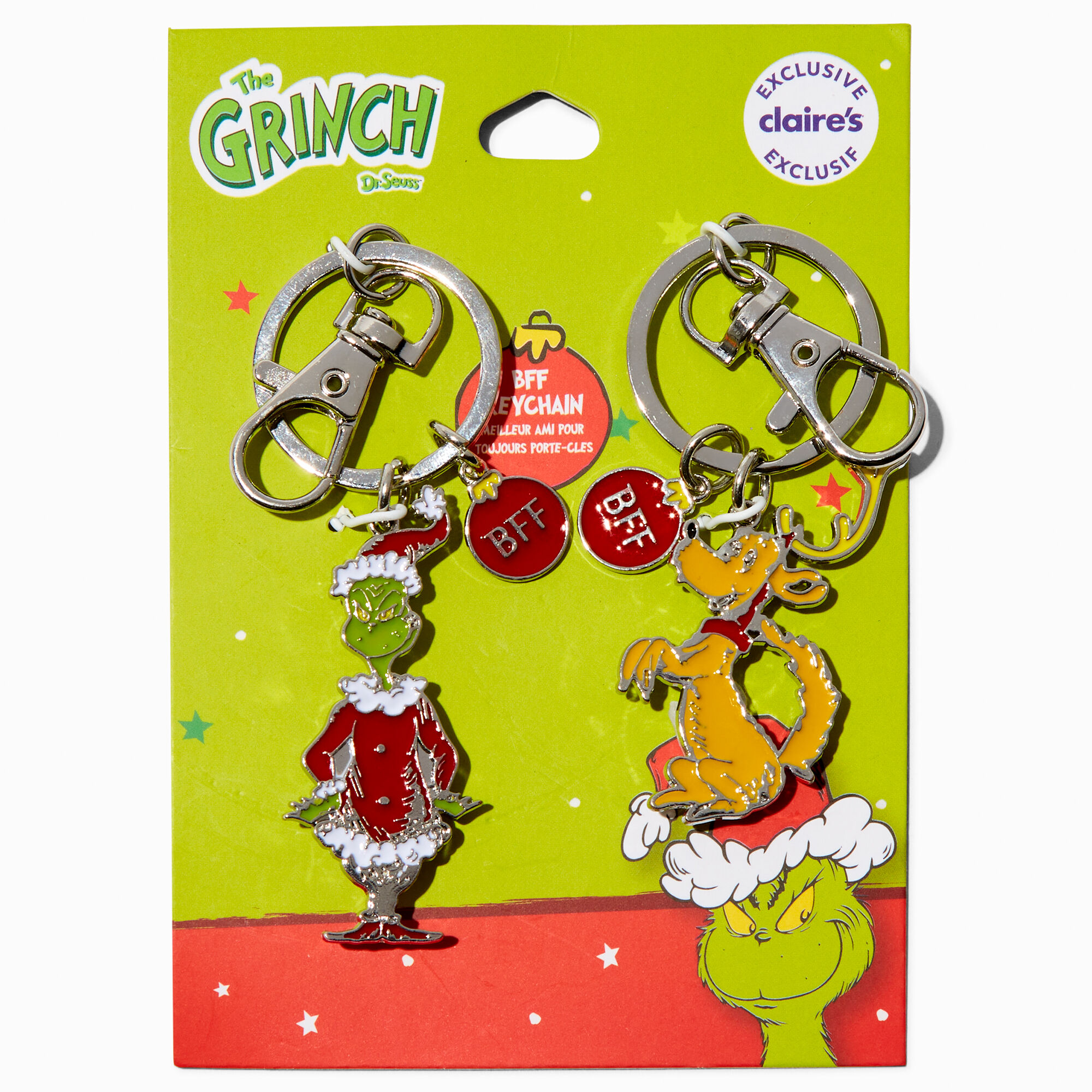 View Claires Dr Seuss The Grinch Max Bff Enameled Keyring Set information
