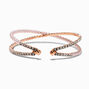 Rose Gold-tone Crystal Blush Pink Pearl Criss Cross Cuff Bracelet,