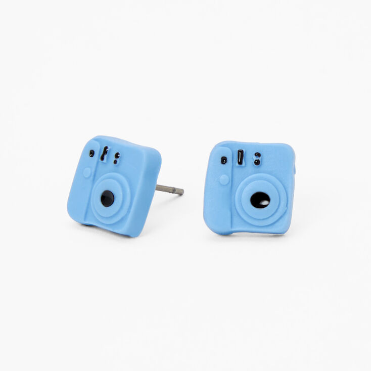 Camera Stud Earrings - Blue,