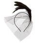 Feather Gem Netted Fascinator Headband - Black,