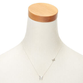 Silver-tone Double Butterfly Pendant Necklace,