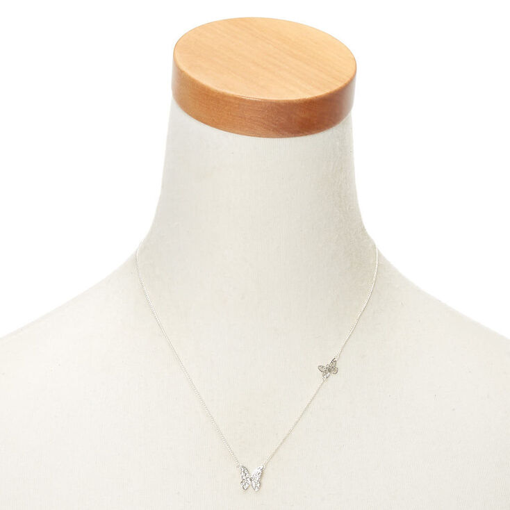 Silver-tone Double Butterfly Pendant Necklace,