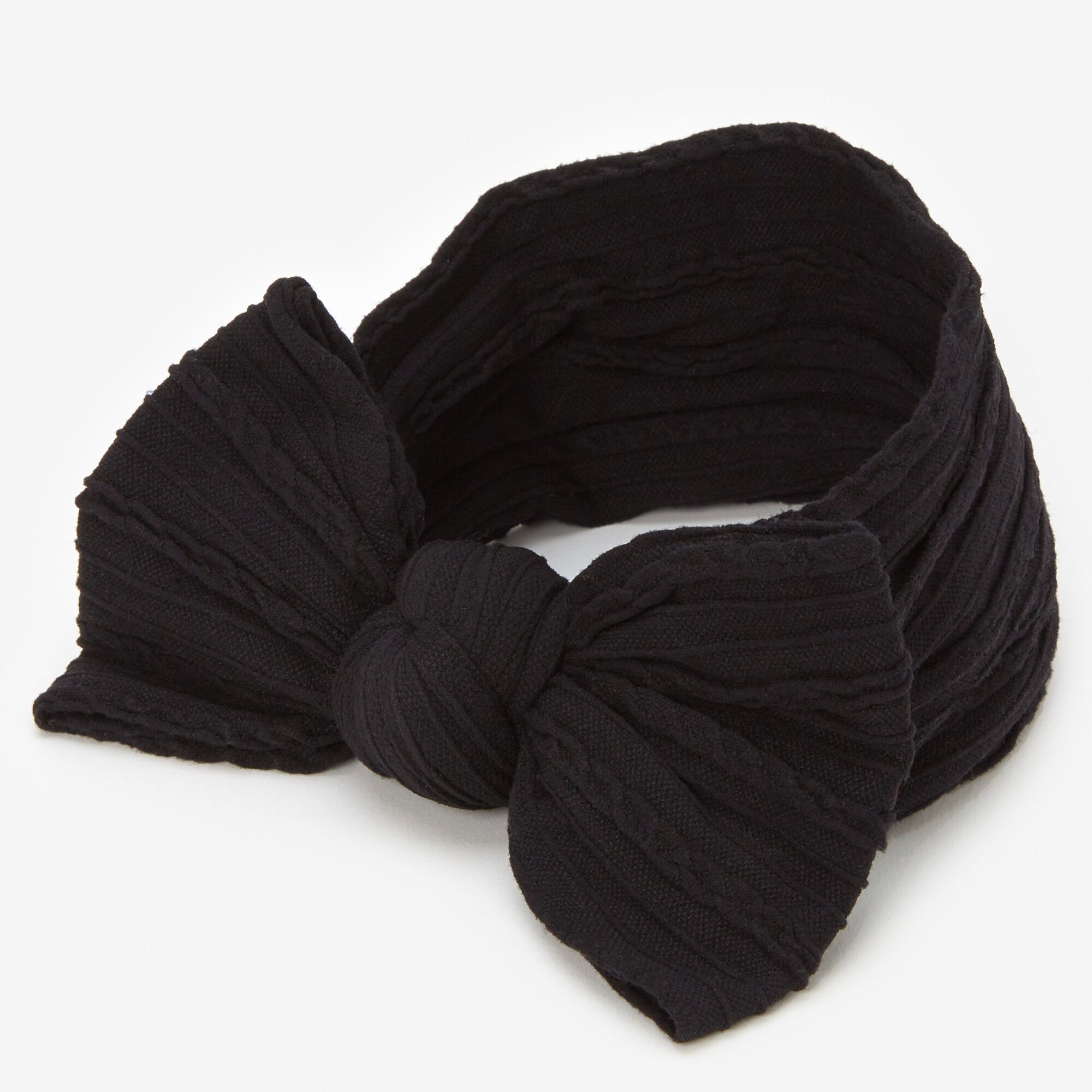 Bandeau à nœud côtelé en nylon Claire's Club - Noir,