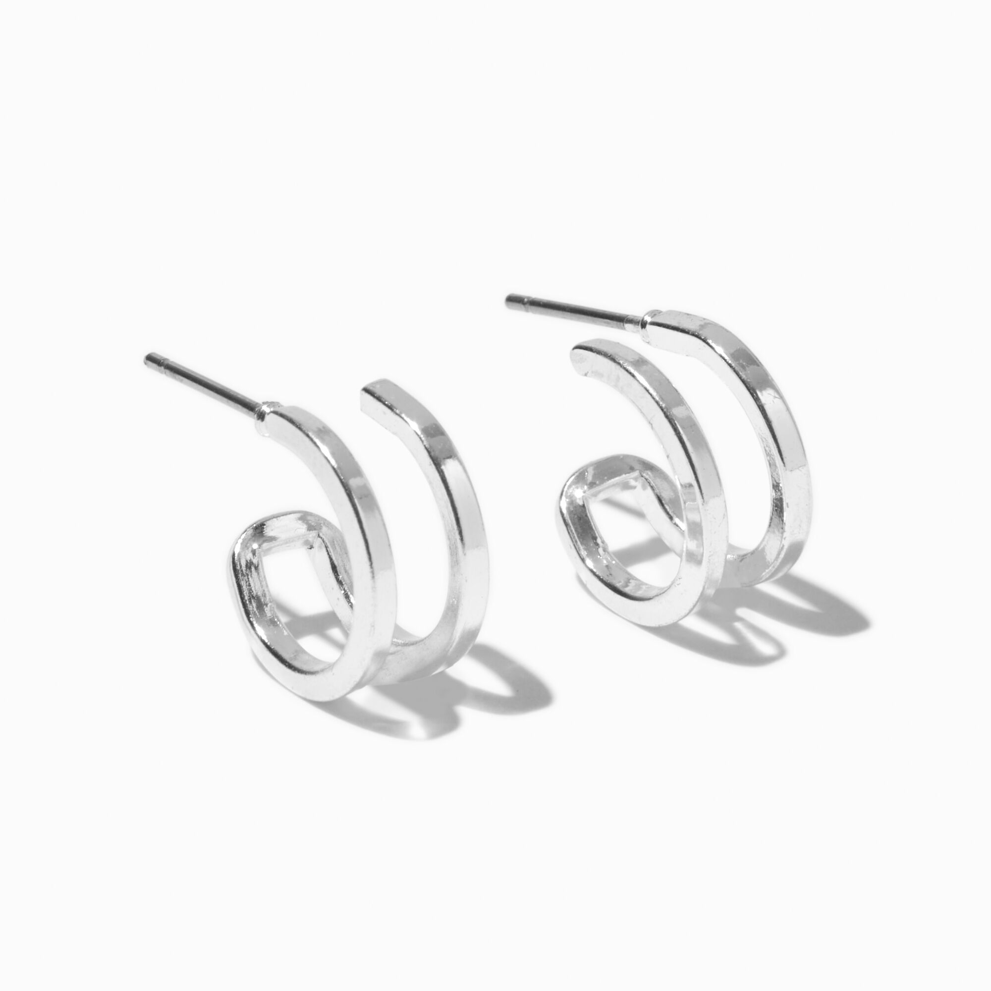 View Claires Tone 15MM Double Hoop Earrings Silver information