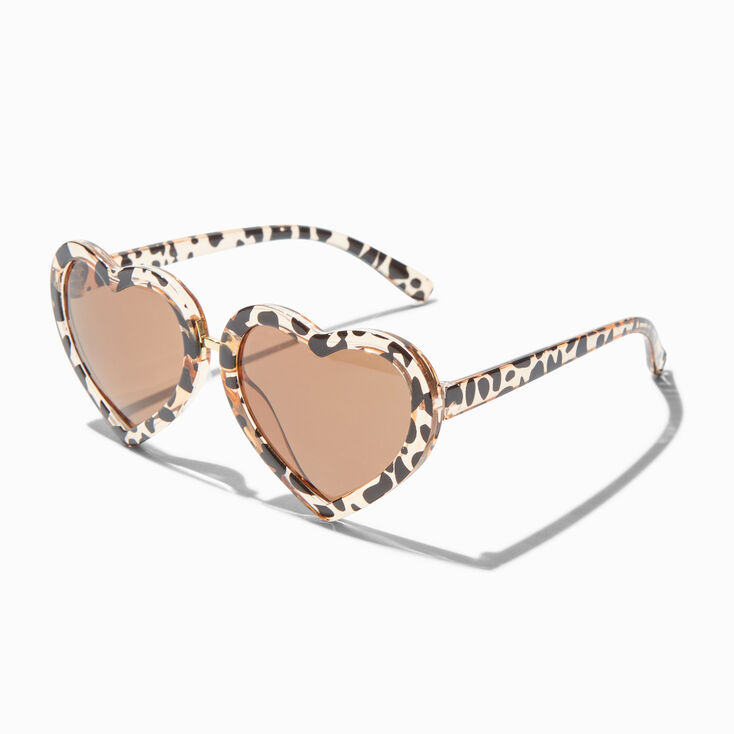 Claire&#39;s Club Heart-Shaped Cheetah Sunglasses,