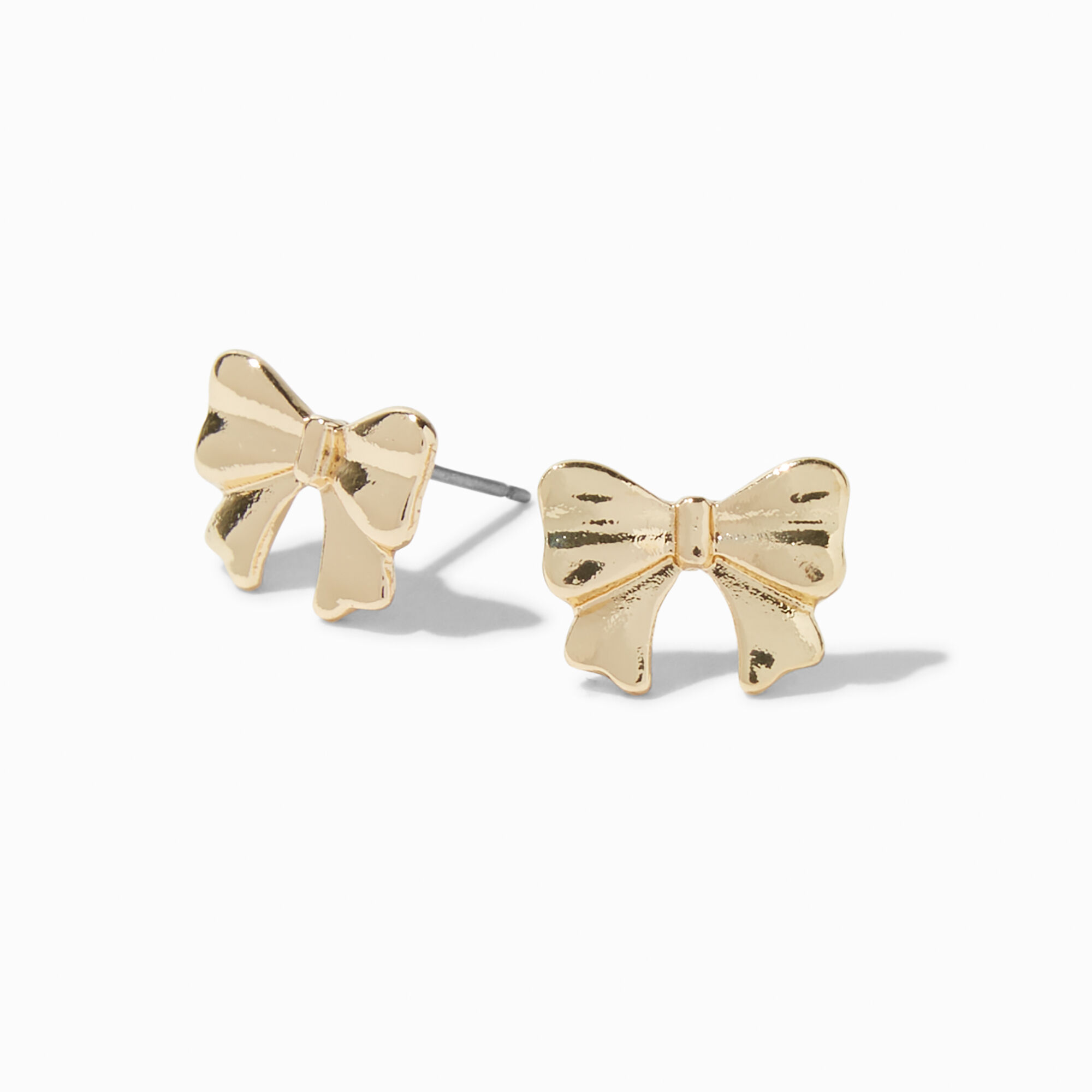 View Claires Tone Bow Stud Earrings Gold information