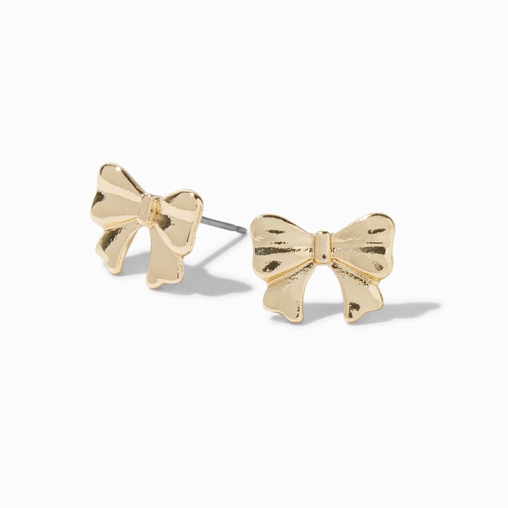 Gold-tone Bow Stud Earrings ,