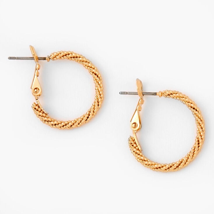 Gold 20MM Laser Cut Twisted Hoop Earrings,