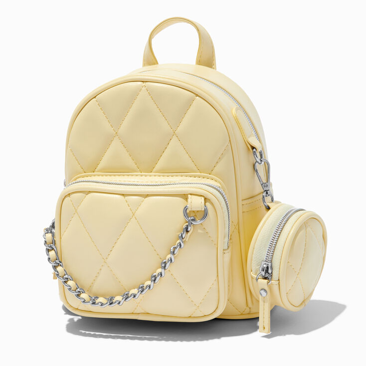 Quilted Yellow Puffy Mini Backpack,