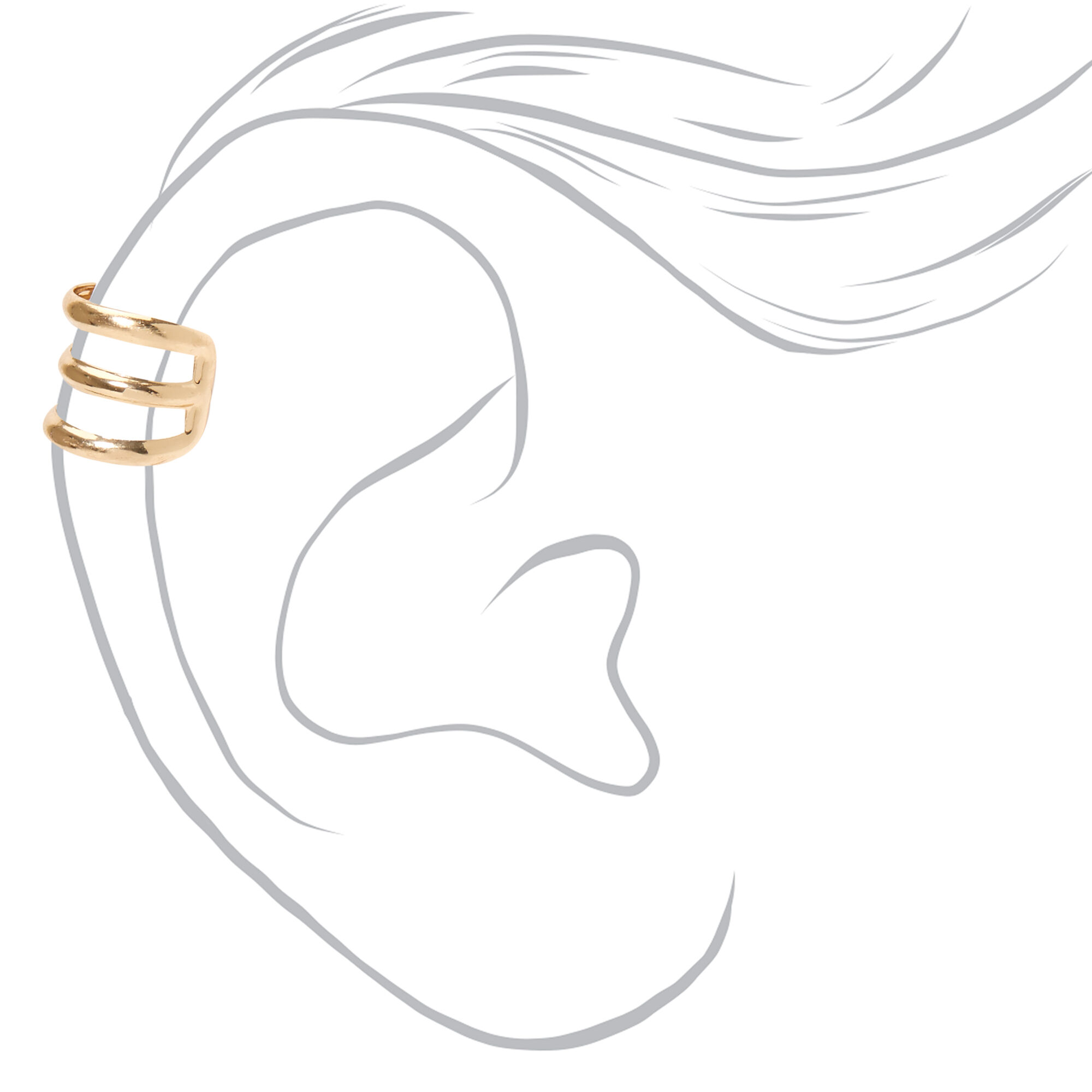 Gold Ball Heart Ear Cuff & Mixed Earrings - Black, 6 Pack,