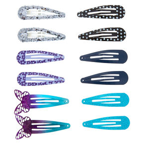 Sequin Butterfly Snap Hair Clips - 12 Pack,