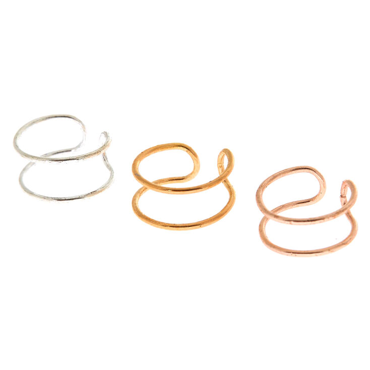 3 Pack Mixed Metal Wire Ear Cuffs,