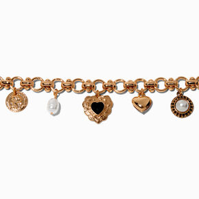 Gold-tone Heart Charm Bracelet ,