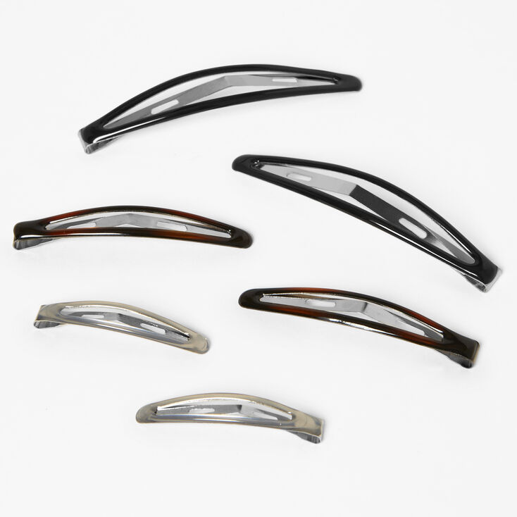 Mixed Metal Graduated Snap Hair Clips - 6 Pack,