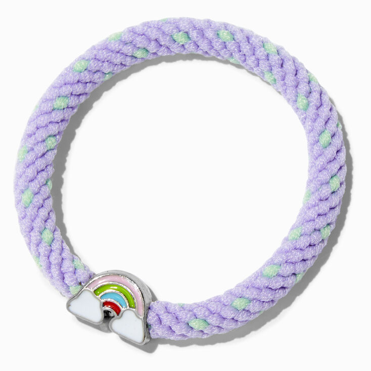 Silver-tone Rainbow Light Purple Woven Bracelet,