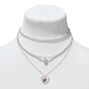 Purple Resin Heart Pearl Pendant Silver-tone Multi-Strand Necklace,