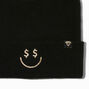 Dollar Sign Happy Face Black Beanie Hat,