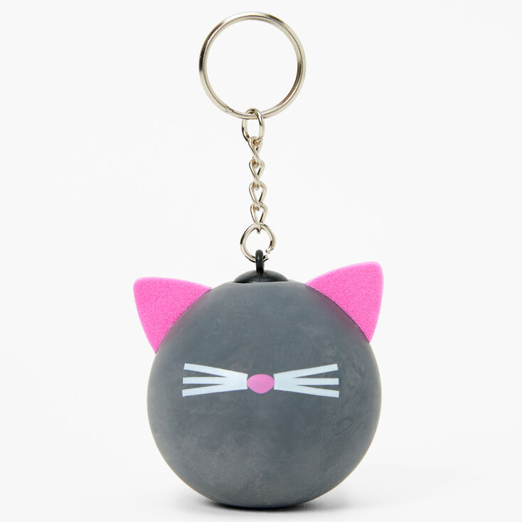 Pink &amp; Black Cat Stress Ball Keychain,