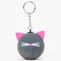 Pink &amp; Black Cat Stress Ball Keychain,