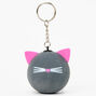 Pink &amp; Black Cat Stress Ball Keyring,