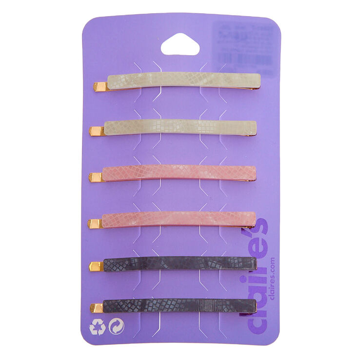 Claire's Épingles plates peau de serpent pastel - Lot de 6