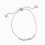 Silver-tone Cubic Zirconia Mixed Geometric Bolo Bracelet ,