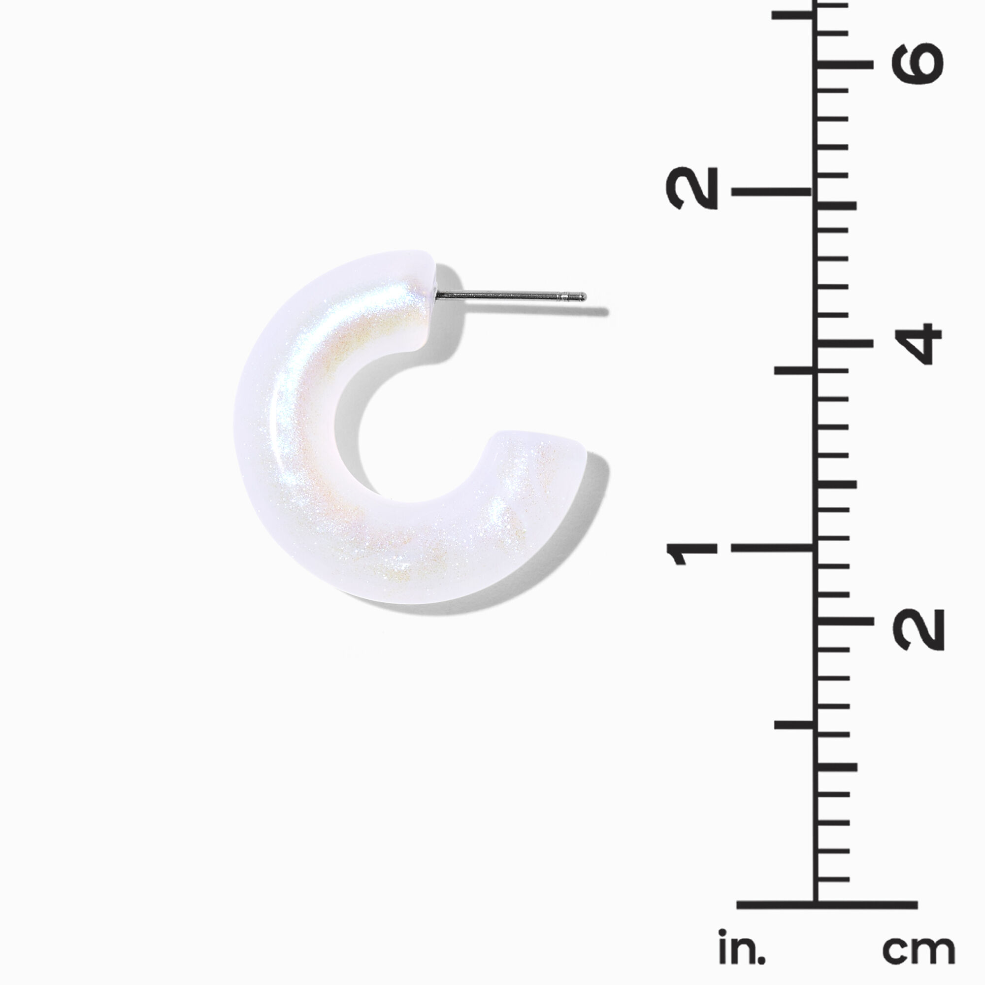 White Shimmer 30MM Resin Hoop Earrings Claire s US