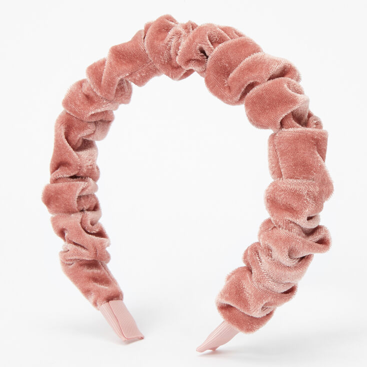 Claire's Serre-tête bouffant en imitation velours - Rose tendre