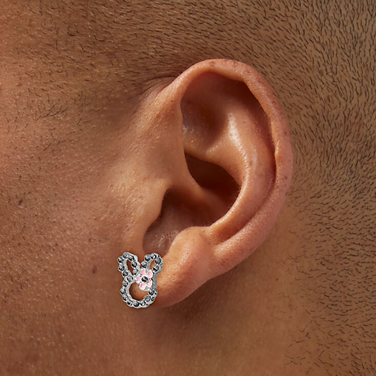 Rhinestone Easter Bunny Stud Earrings,