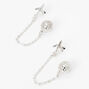 Silver Airplane Connector Chain Stud Earrings,