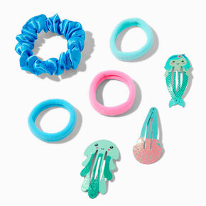 Claire&#39;s Club Sea Icons Mixed Hair Ties &amp; Snap Clips - 7 Pack,