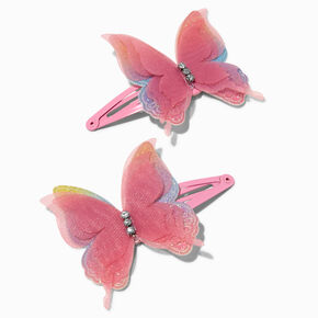 Claire&#39;s Club Pink Butterfly Snap Hair Clips - 2 Pack,