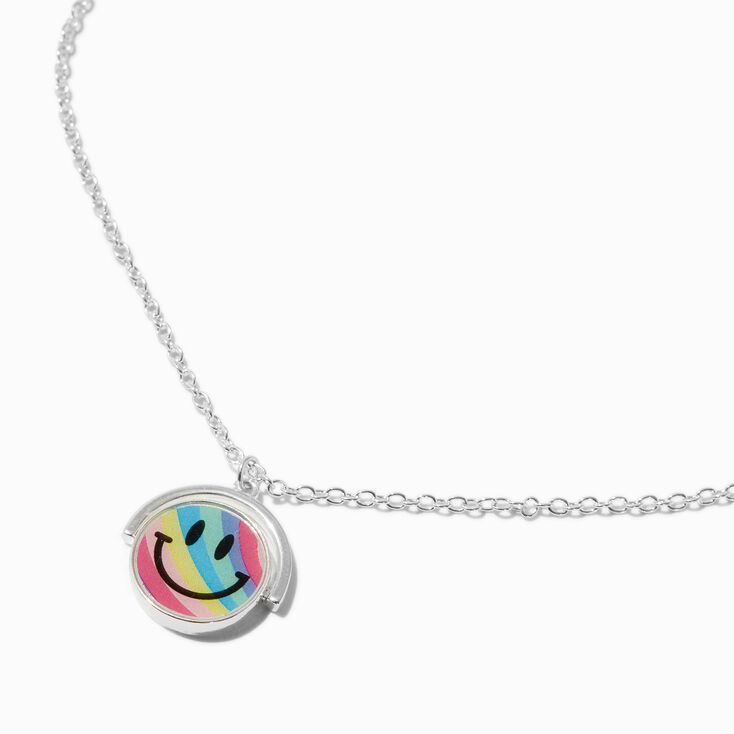 Rainbow Happy Face Spinner Pendant Necklace ,