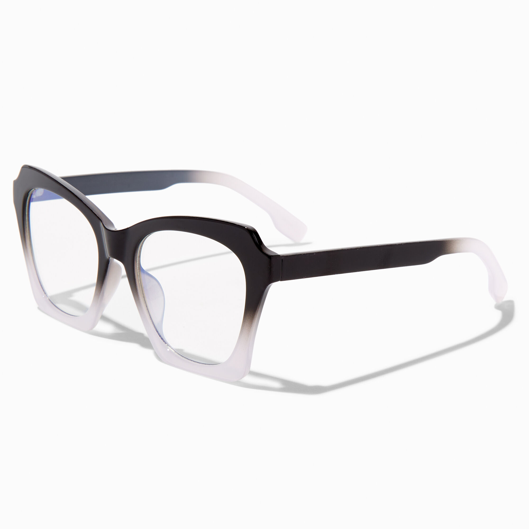 View Claires Light Reducing Black White Ombre Clear Lens Frames Blue information