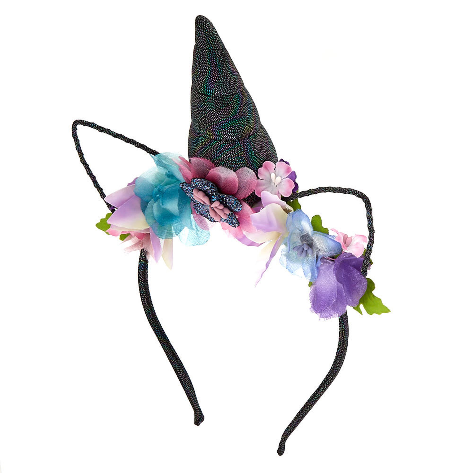 Dark Unicorn Flower Crown Headband - Purple | Claire's US