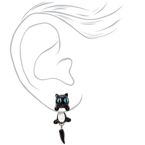 Blue Eyed Cat Front &amp; Back Earrings - Black,