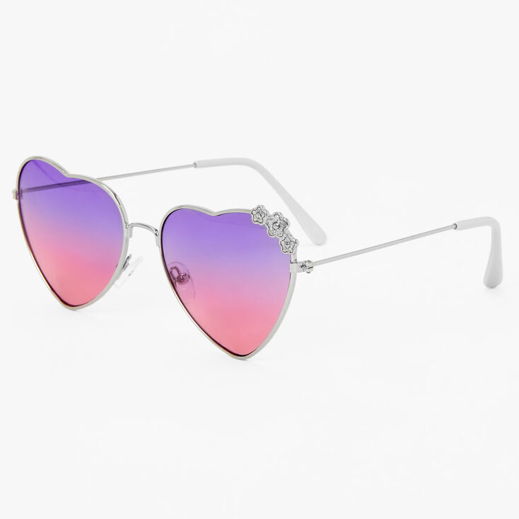 Claire's Club Purple & Pink Heart Aviator Sunglasses | Claire's US
