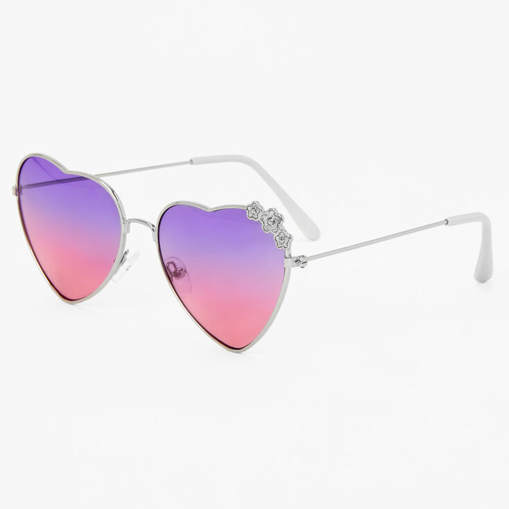 Claire&#39;s Club Purple &amp; Pink Heart Aviator Sunglasses,