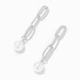 Pearl &amp; Silver Chain 2&quot; Drop Earrings,