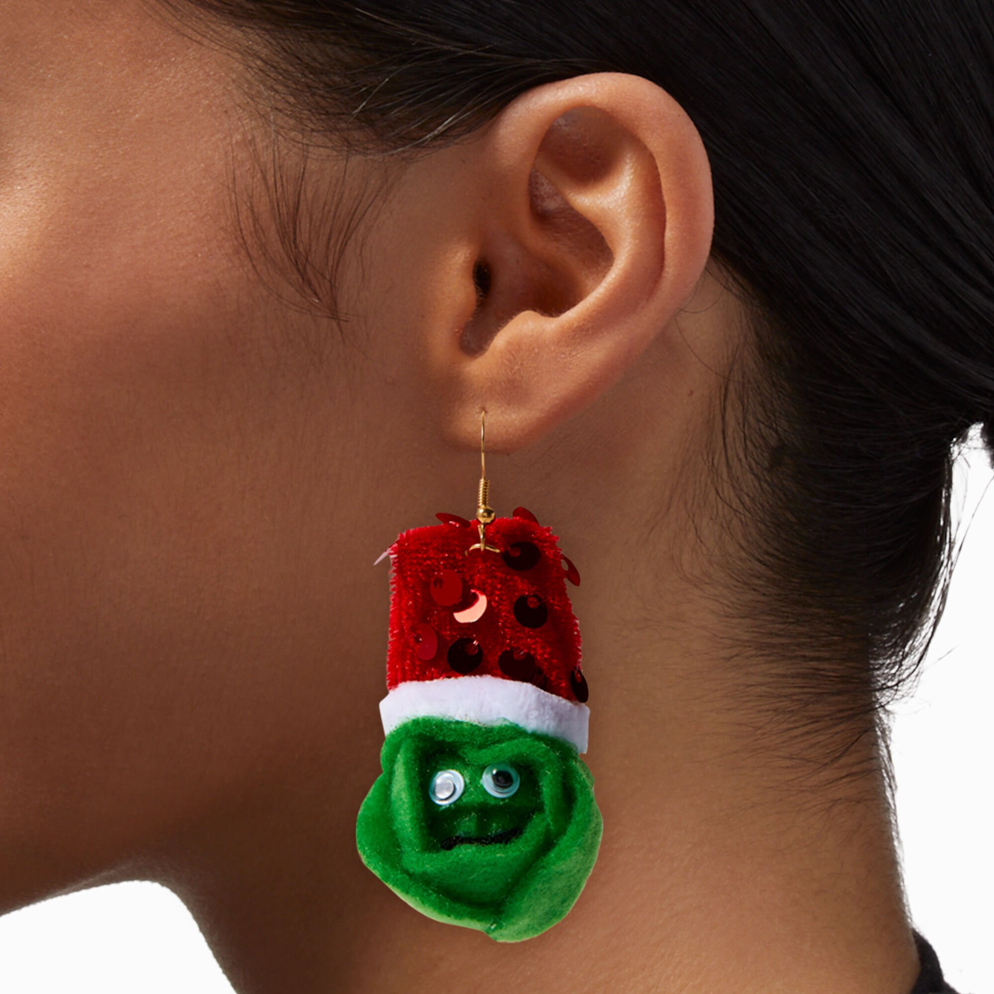 Christmas Brussels Sprouts 2" Drop Earrings,