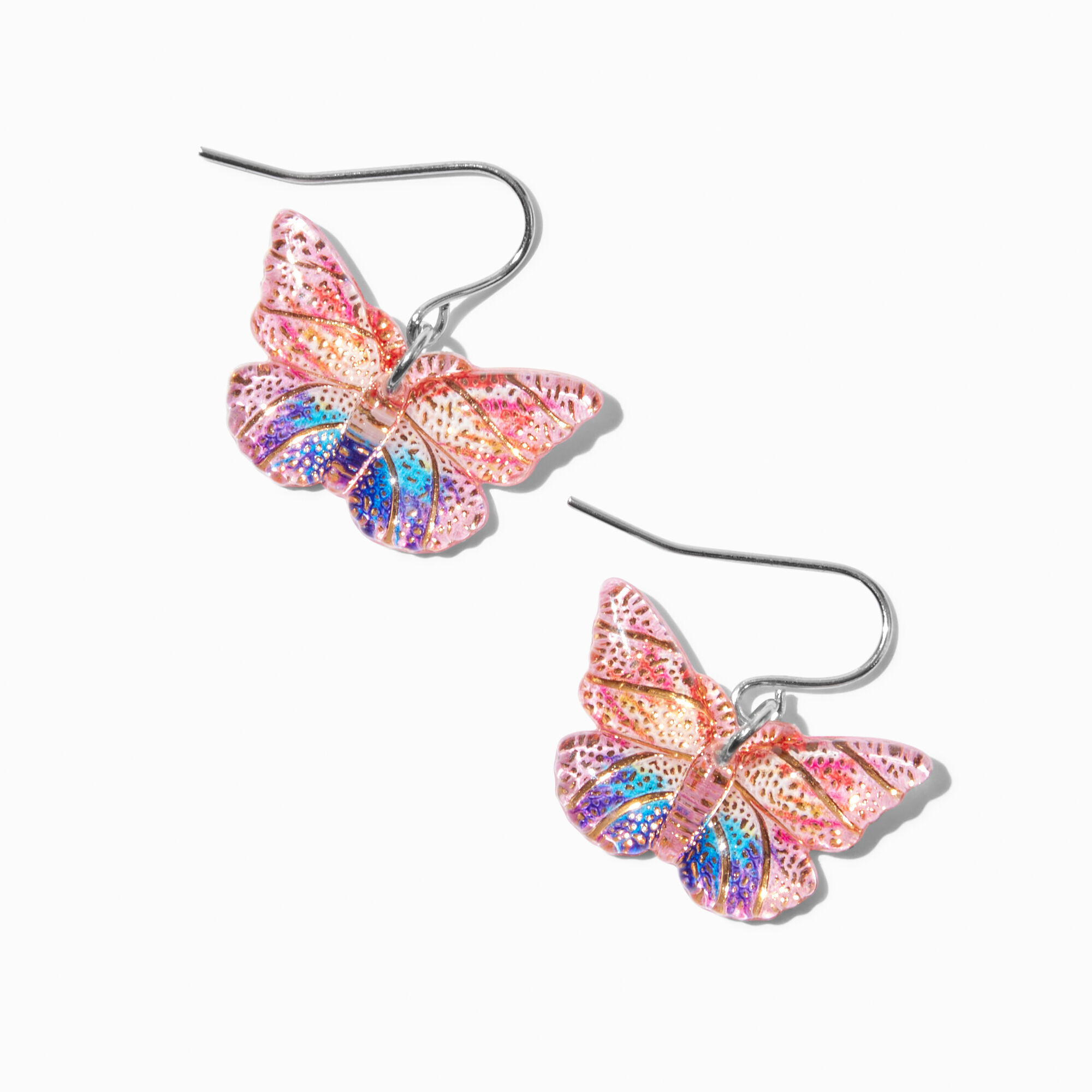 View Claires Rainbow Butterfly 05 Drop Earrings Silver information