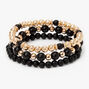 Black &amp; Gold Matte Beaded Stretch Bracelets - 3 Pack,