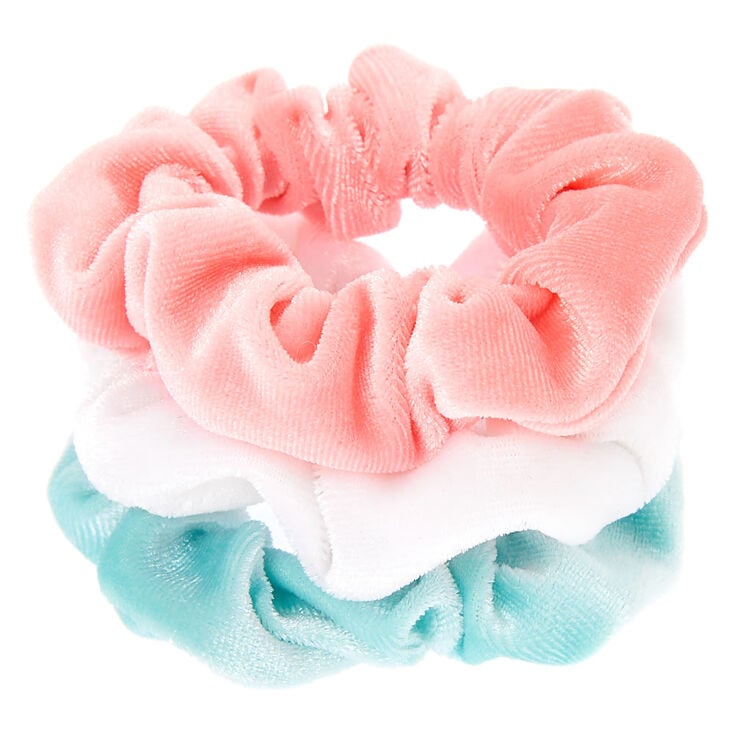Claire&#39;s Club Small Pastel Velvet Hair Scrunchies - 3 Pack,