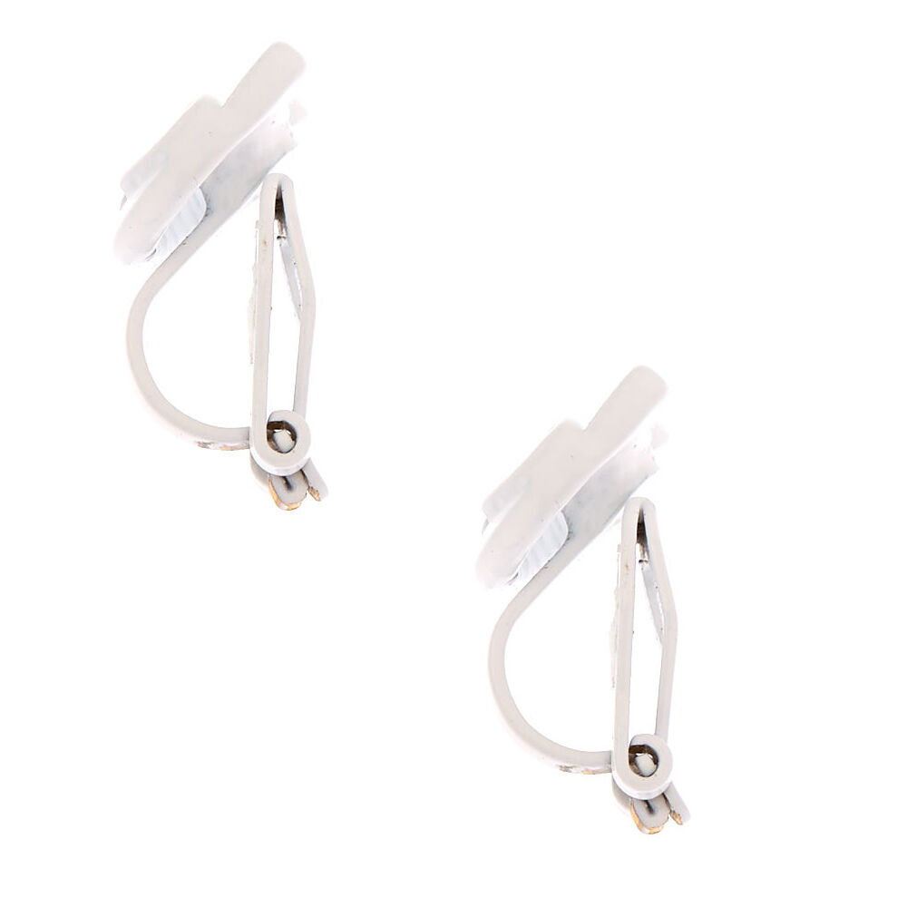 Cool Cat Clip On Earrings - White,